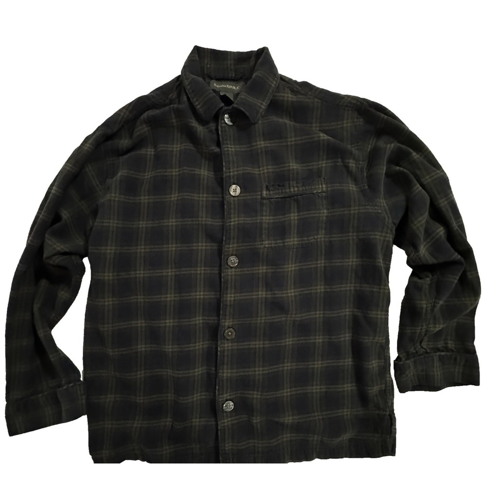 Banana Republic Shirt Men's S Flannel Untucked Cut 100% Cotton Pocket